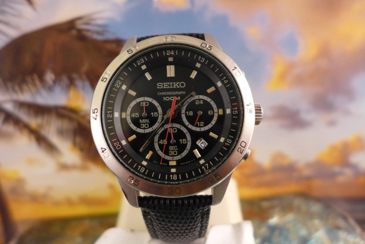 Classic 46mm SS Seiko Chronograph 4T53-00A0 Quartz Mens Classic 46mm SS Seiko Chronograph 4T53-00A0 Quartz Mens