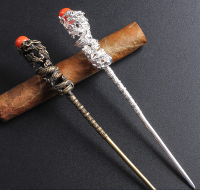 Copper Brass Dragon Cigar Needle Cigar Draw Enhancer Tool Women Hairpin Gift