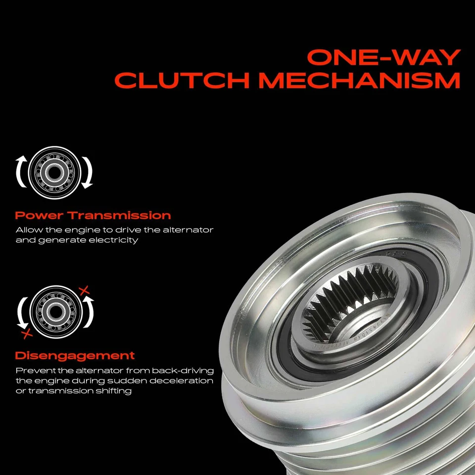 Polea de embrague alternador para Chevrolet Blazer S10 Ford Ranger MK2 6 ranuras CW Foto 3 de 4