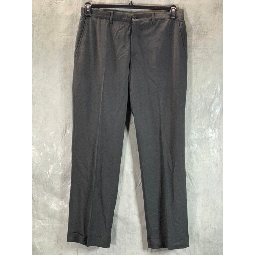 パンツ Giorgio Armani basic trousers GIORGIO ARMANI Men's Charcoal Flat-Front Straight-Leg Dress