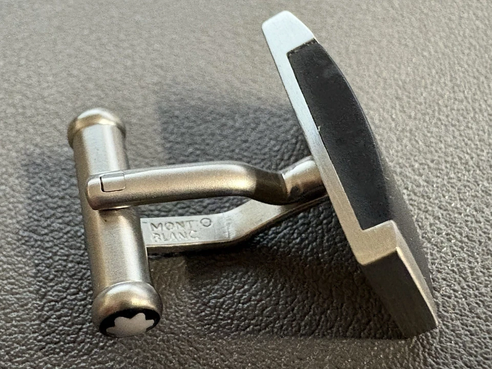 MONTBLANC STAR Juego de Goma de Acero Inoxidable Par de Gemelos MONT BLANC Puños Gemelos Foto 3 de 4