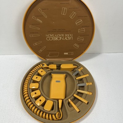 Vtg Lady Norelco Home Beauty Salon Electric Shaver Manicure Massager Set Orange