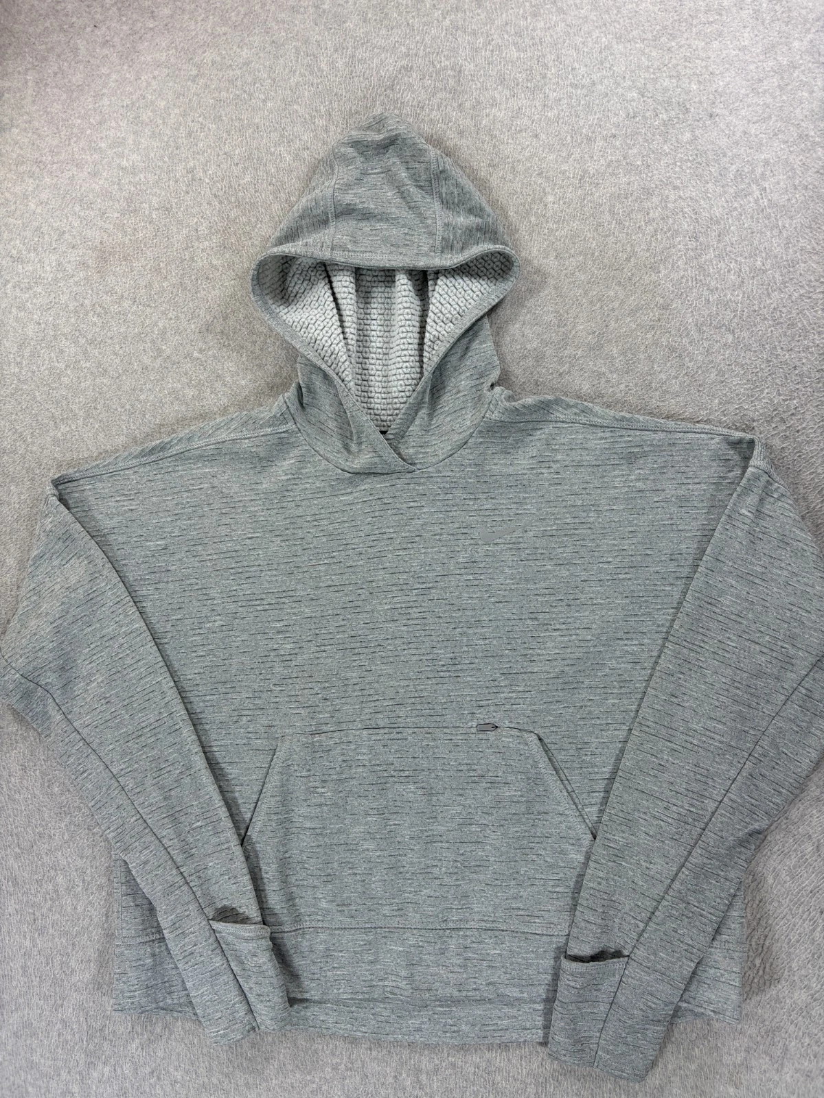 Nike Dri Fit Performance Waffle Hoodie Pullover (Women's Large) Gray