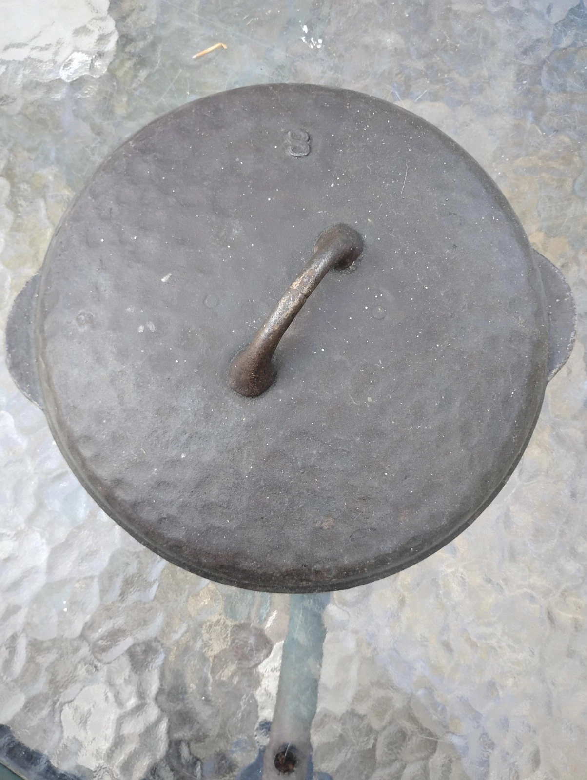 #8 Vintage Unmarked Cast Iron Ugly Hammered Skillet LID ONLY