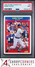 1990 SCORE SUPERSTARS #92 ROBIN YOUNT BREWERS HOF POP 5 PSA 9