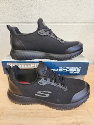 Skechers Work Shoes Women's 5 Squad Slip Resistant Shoes Black Slip On 77222 NIB