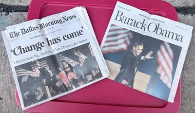 2008 Dallas Morning News Barack Obama Election Day Newspapers - 2 Issues