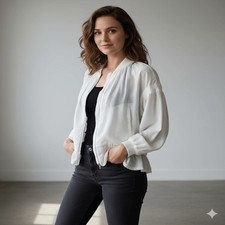 Y  s Yohji Yamamoto Linen Blend Full Zip Jacket White size 1 Small