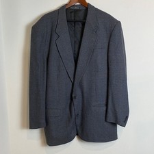 Pierre Balmain Jacket Men Grey Black Plaid Wool Silk Blazer Sport Coat 46 Long