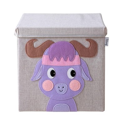 LIFENEY Aufbewahrungsbox mit Deckel Büffel Tiermotiv für Würfelregale Kinderzimm