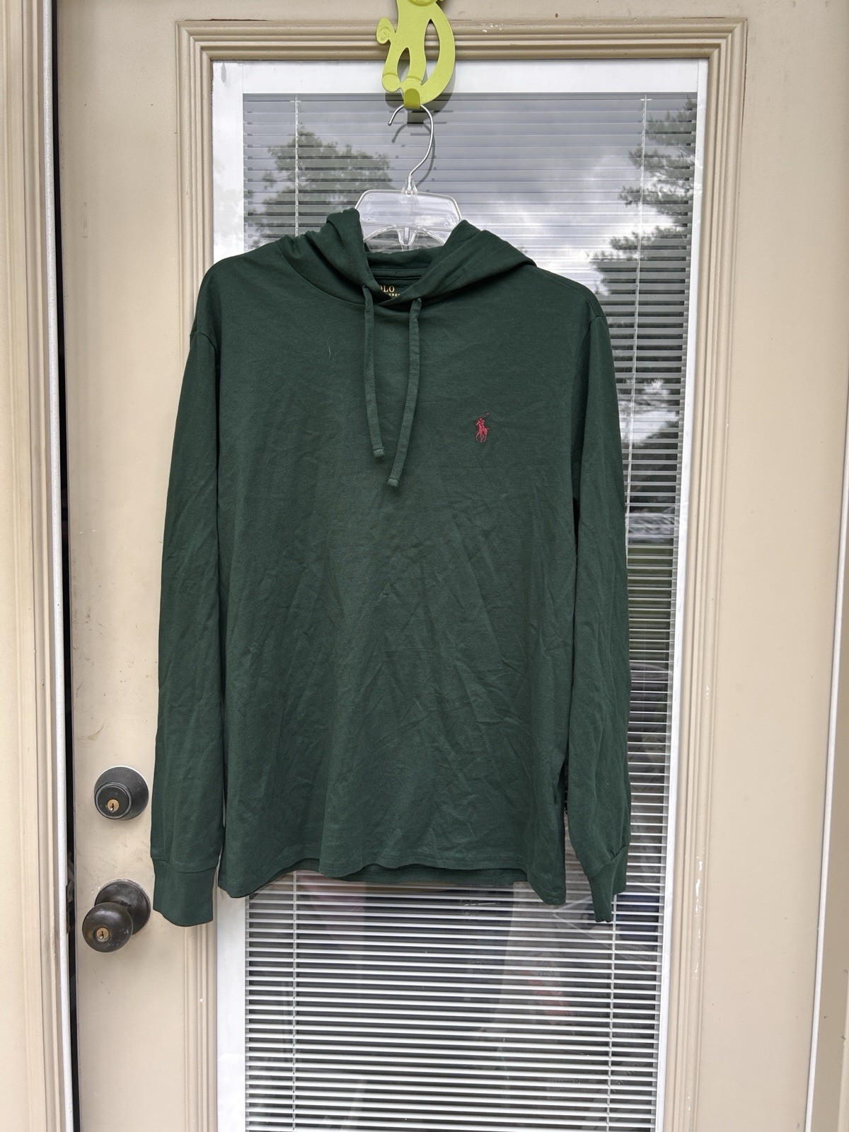 Polo Ralph Lauren felpa con cappuccio uomo M verde pullover manica lunga pony leggera