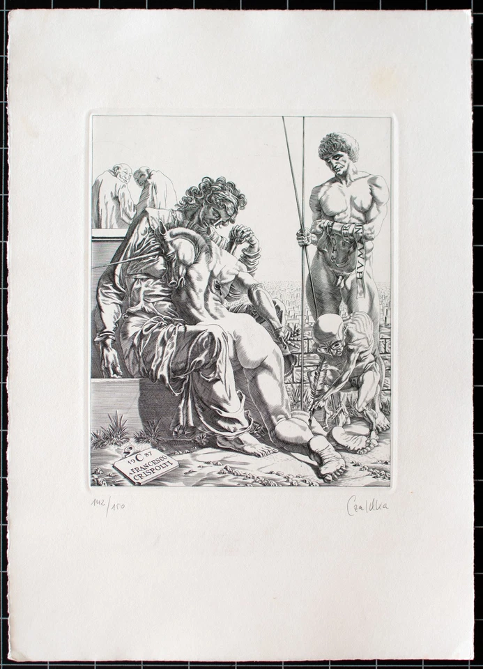 Jürgen Czaschka A Francesco Crispolti signiert Kupferstich 1987 142/150 - Bild 2 von 4