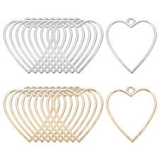 20-Pack Open Bezels, Heart Shape Bezel Pendants for Resin 2 Colors 