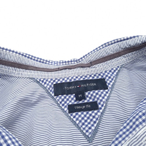 Tommy Hilfiger Vintage Fit Azul Cuadros Camisa de Manga Larga Hombre Fs2 Talla M - Imagen 8 de 9
