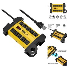 Heavy Duty Surge Protector Power Strip 10 Outlets Metal Industrial 2800J