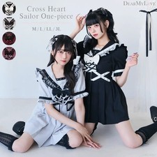 Member Pre-Sale Target Cross Lace Frill Heart Belt Sailor Dress Jirai New
