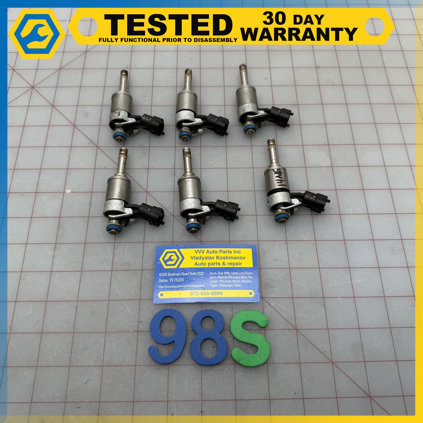 14-17 MASERATI GHIBLI 3.0L F160 engine FUEL INJECTOR SET OF 8 OEM