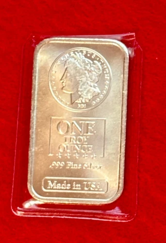 1 Troy Ounce Morgan Design Silver Bar – Sealed .999 Fine Silver. Made in USA