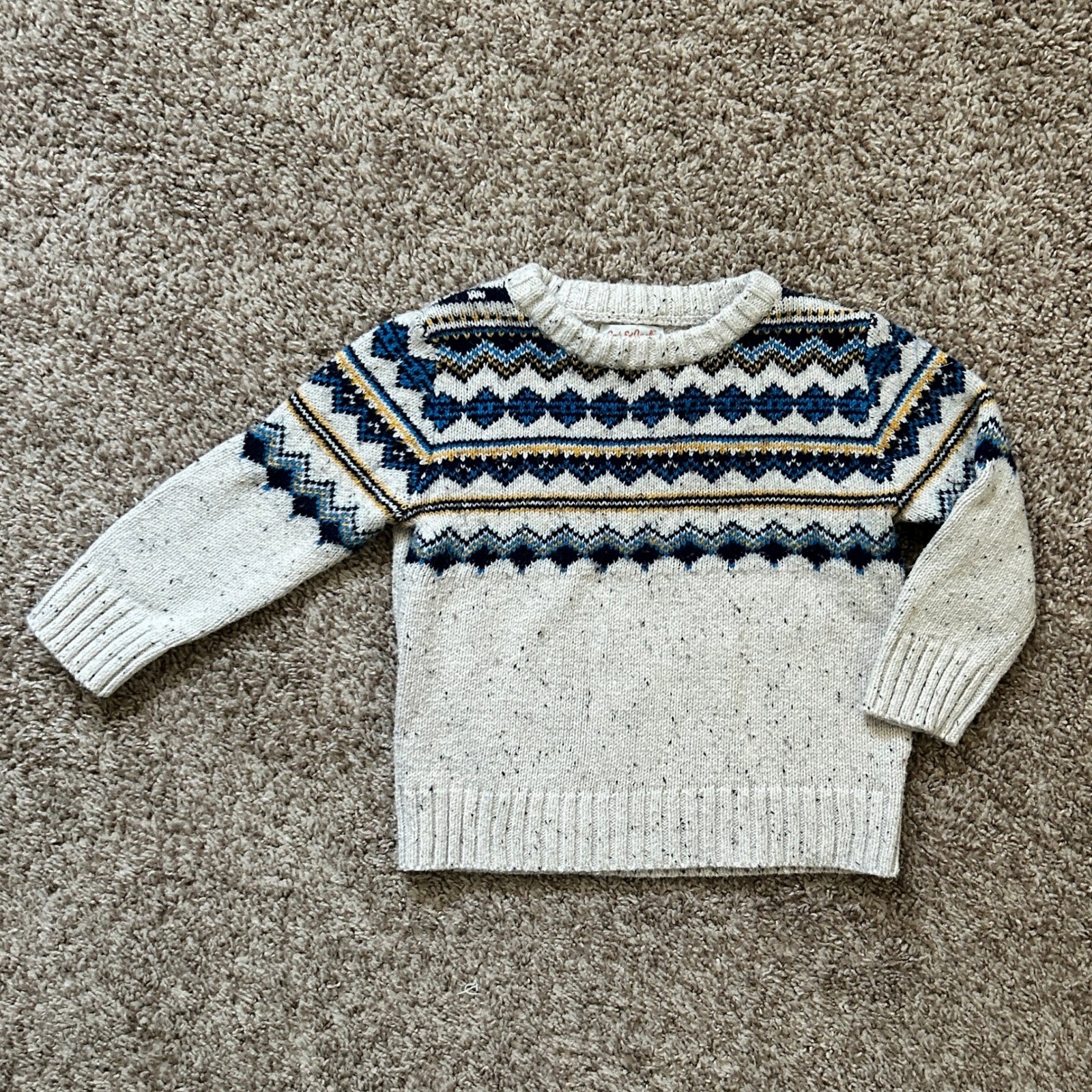 Cat Jack I Boys Fair Isle Knit Sweater I Size 18M I Speckled Pullover
