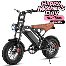 16'' Fat Tire 1500W Peak Electric Bike Adult 48V E-Bike 28MPH Mountain E Bicycle