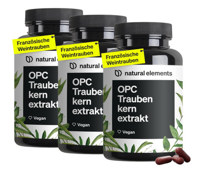 3 x natural elements OPC Traubenkernextrakt - 3x240 hochdosierte Kapseln