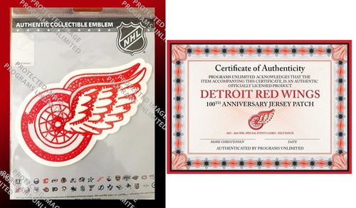 2026 DETROIT RED WINGS HERITAGE JERSEY SHOULDER PATCH CENTENNIAL LIMITED FELT