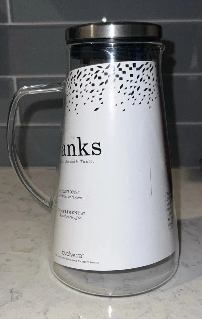OVALWARE Airtight Cold Brew 1LT Iced Coffee Maker Pitcher and Tea Infuser