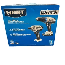 Hart 20V 1/2" Drill & Impact Driver Combo Kit 1.5Ah Battery + Charger HPCK201BCA