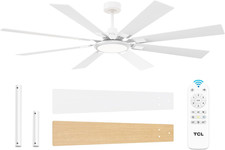 Ceiling Fans with Lights and Remote: 8 Blades, Quiet Reversible DC Motor, Dimmab