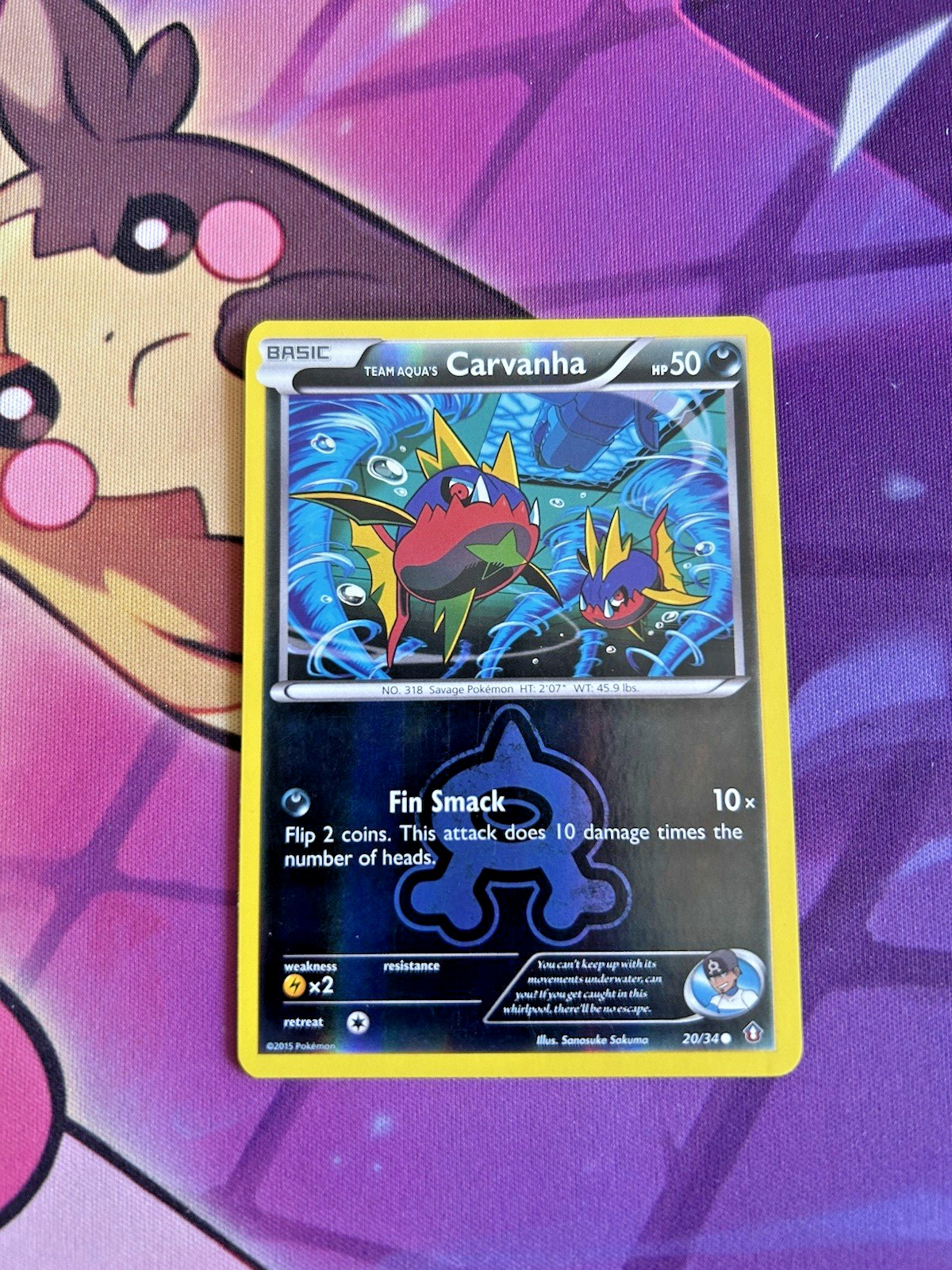 Team Aqua's Carvanha - 20/34 [Double Crisis] Pokemon TCG - REVERSE HOLO - LP