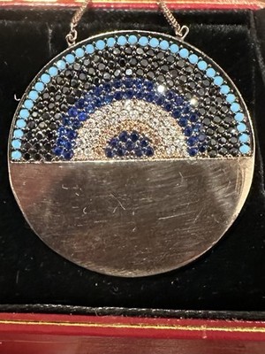 Sterling Silber vergoldet Evil Eye 18 Zoll Halskette mit Zirkon, Saphir, Türkis