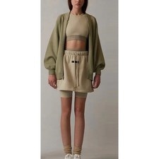 Women's Fear of God Essentials Fleece Mini Drawstring Skirt in Wheat size L