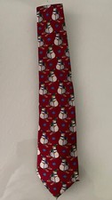 TALBOTS KIDS Christmas Snowman On Skis Silk Tie