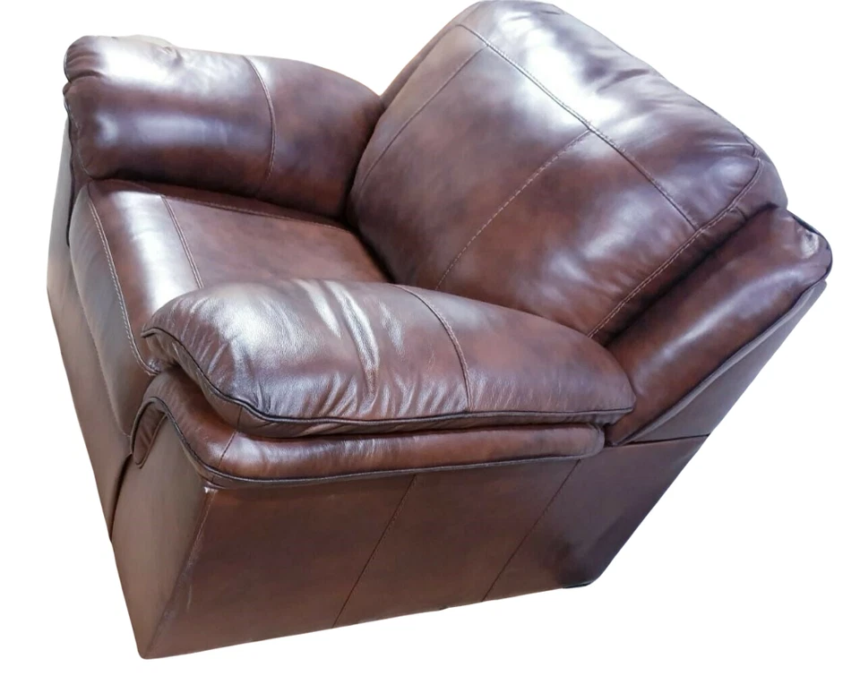 Silla realmente cómoda de cuero marrón de Ashley Foto 3 de 4