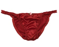 Red Satin Panties Sissy Tanga Knickers Underwear Briefs Sizes 10 - 20