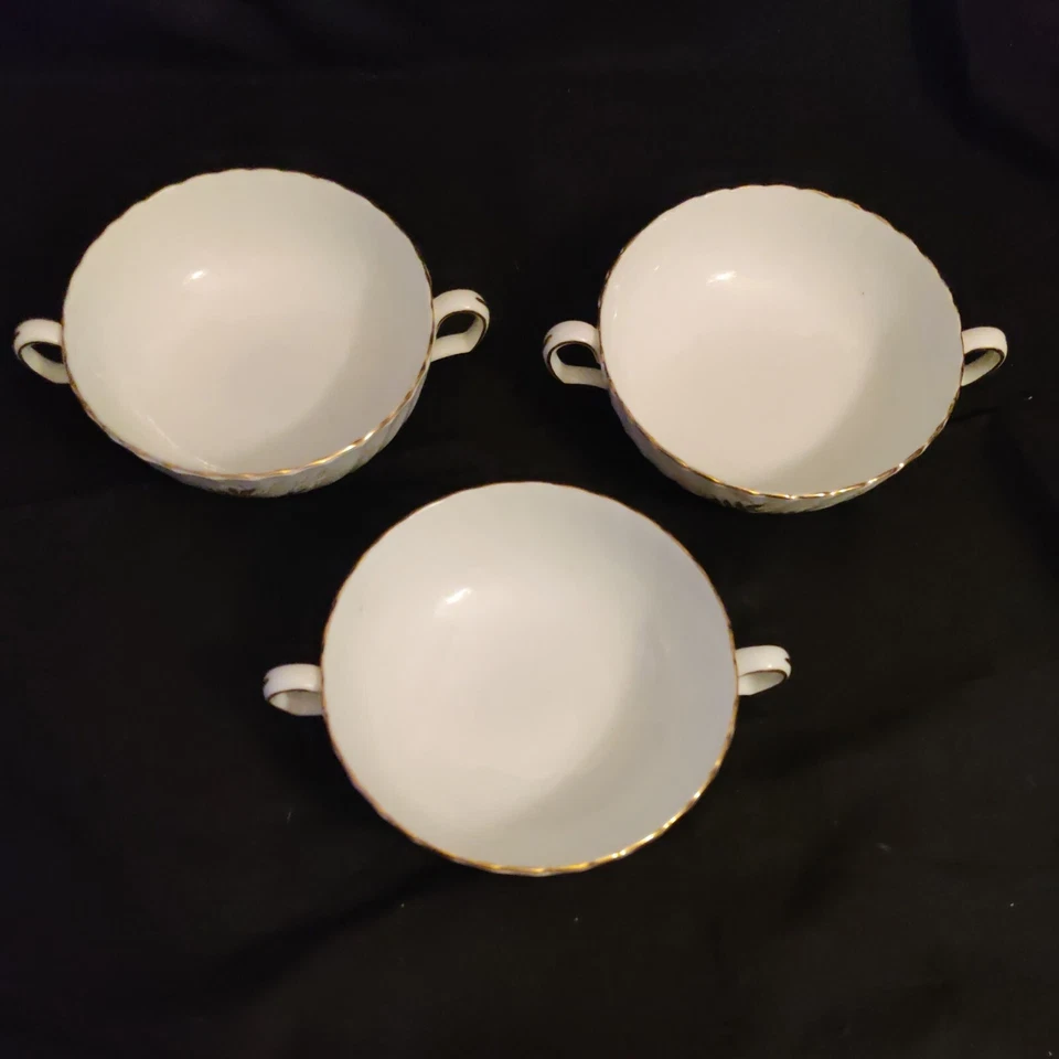 Adderley Lyncroft Pattern H561 Bone China 3 X Soup Bowls Plates - Image 3 of 4