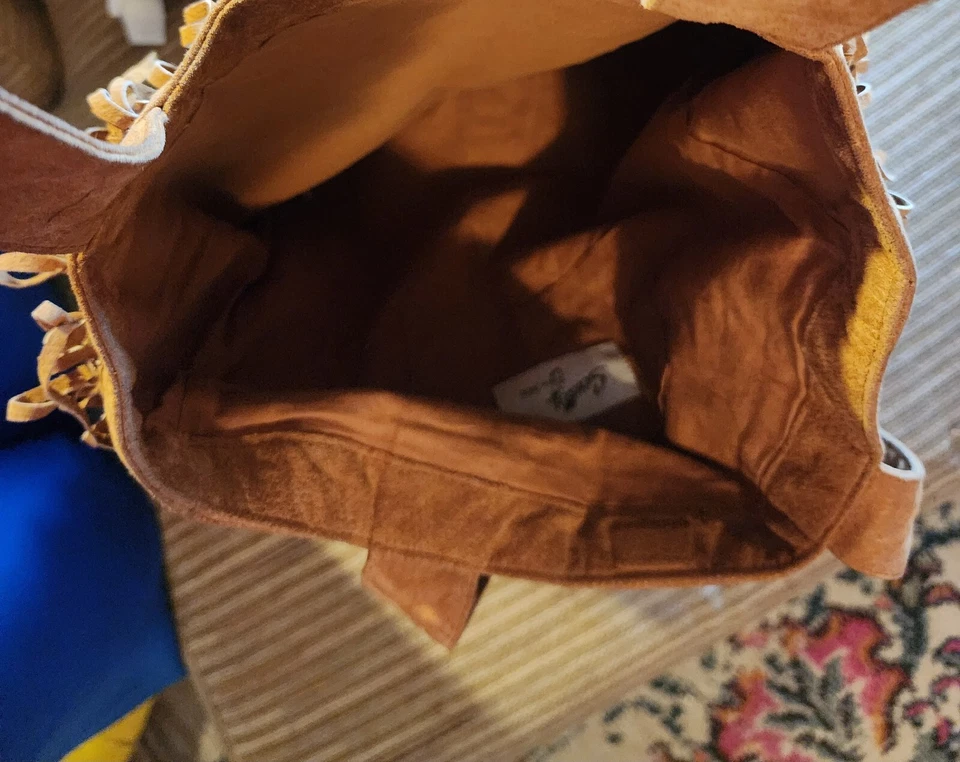 Bolso de hombro vintage de gamuza tostada Scully para mujer de cuero con flecos Foto 4 de 4