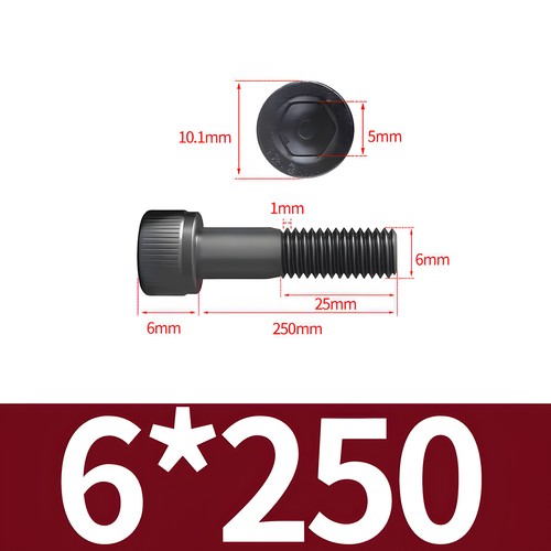 Tornillos de cilindro de acero M6 DIN 912 12.9 hexágono interior cabeza de cilindro en blanco M6x - Imagen 47 de 52