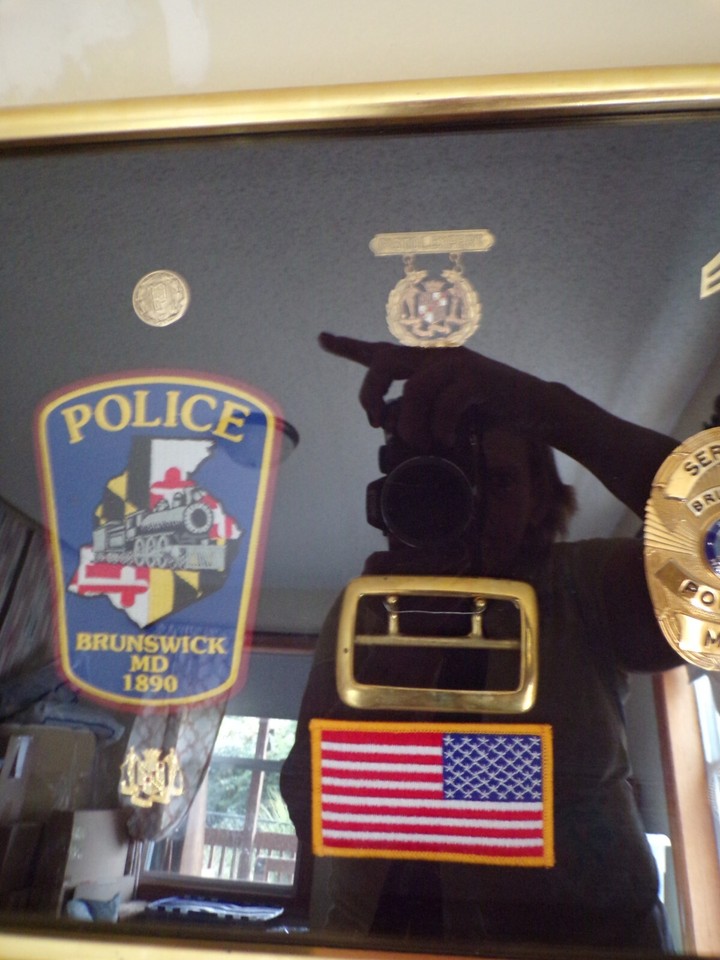 Vintage US Military Police Sergeant Brass Shield, Reverse Flag, Pins