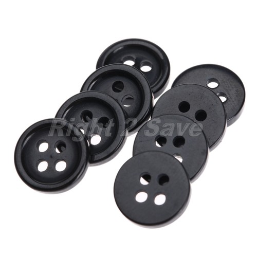 100Pcs Black Resin 10mm Dia 4 Holes Round Buttons Sewing Scrapbooking DIY Crafts - Picture 4 of 10