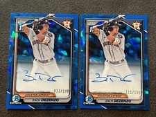 ZACH DEZENZO 2024 BOWMAN CHROME SAPPHIRE**AUTO**(2) CARD LOT #CSPA-ZD 1st BOWMAN