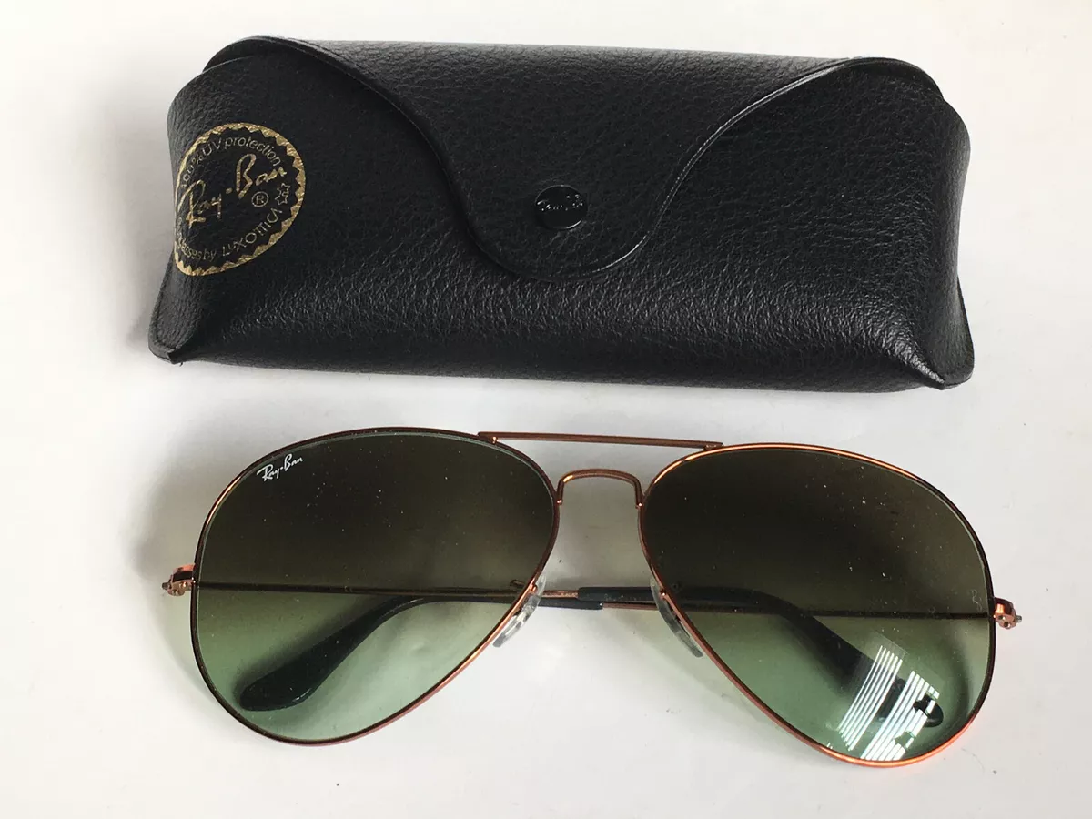 VTG Ray Ban Aviator Sunglasses GREEN FADE RB 3026 Large Metal II 9002 A6 Italy