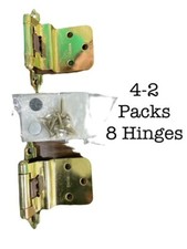 CABINET HINGES 8 PACK Brass Overlay BELWITH 4-2 Packs With Screws