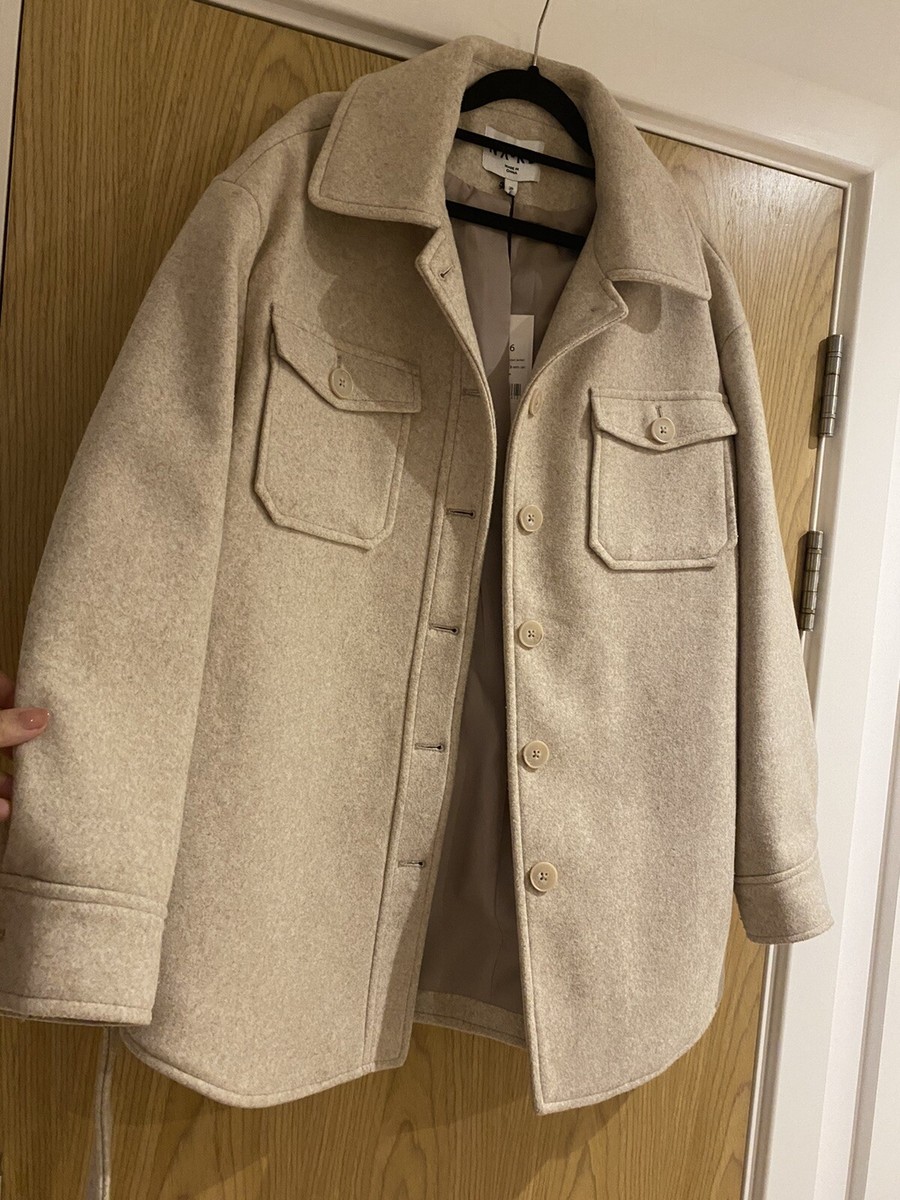 Beige Belted Belted Wool Shacket NA-KD Belted Pocket Shacket