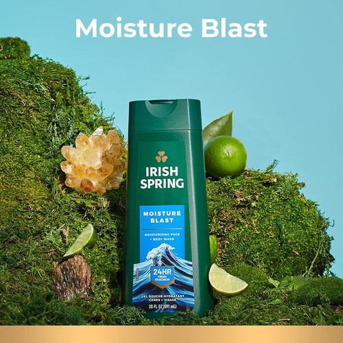 4 Pack Irish Spring Moisture Blast Body Wash for Men, 20 Fl Oz - Picture 3 of 12