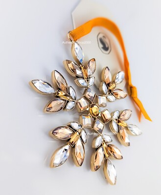 NEW 100% SWAROVSKI Yellow Crystal Snowflake Gema Holiday Ornament