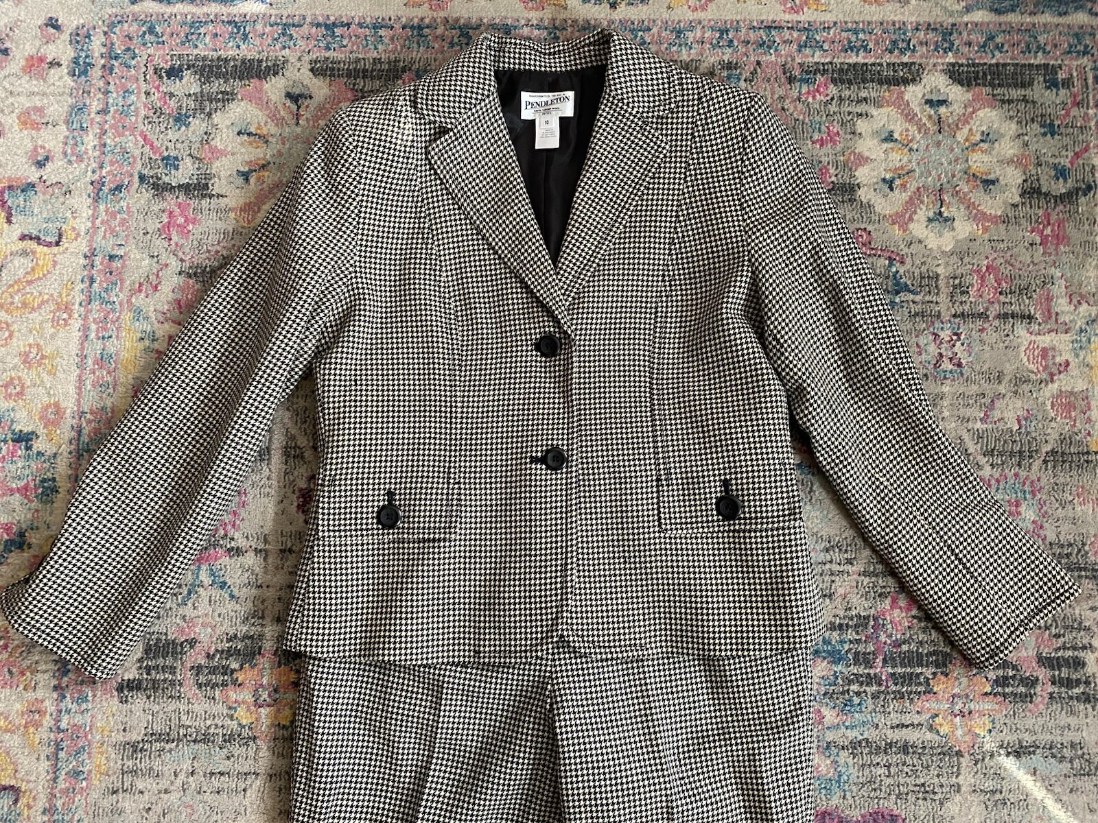 Pendleton 100% Wool Lined Pant Suit Houndstooth J… - image 9