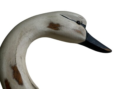 VINTAGE JJ DECOY SWAN/GOOSE DECOY SOLID WOOD HAND CARVED ARTIST