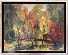 Original Framed Impressionism Oil Autumn Landscape 11”x14 Art Artist Signed