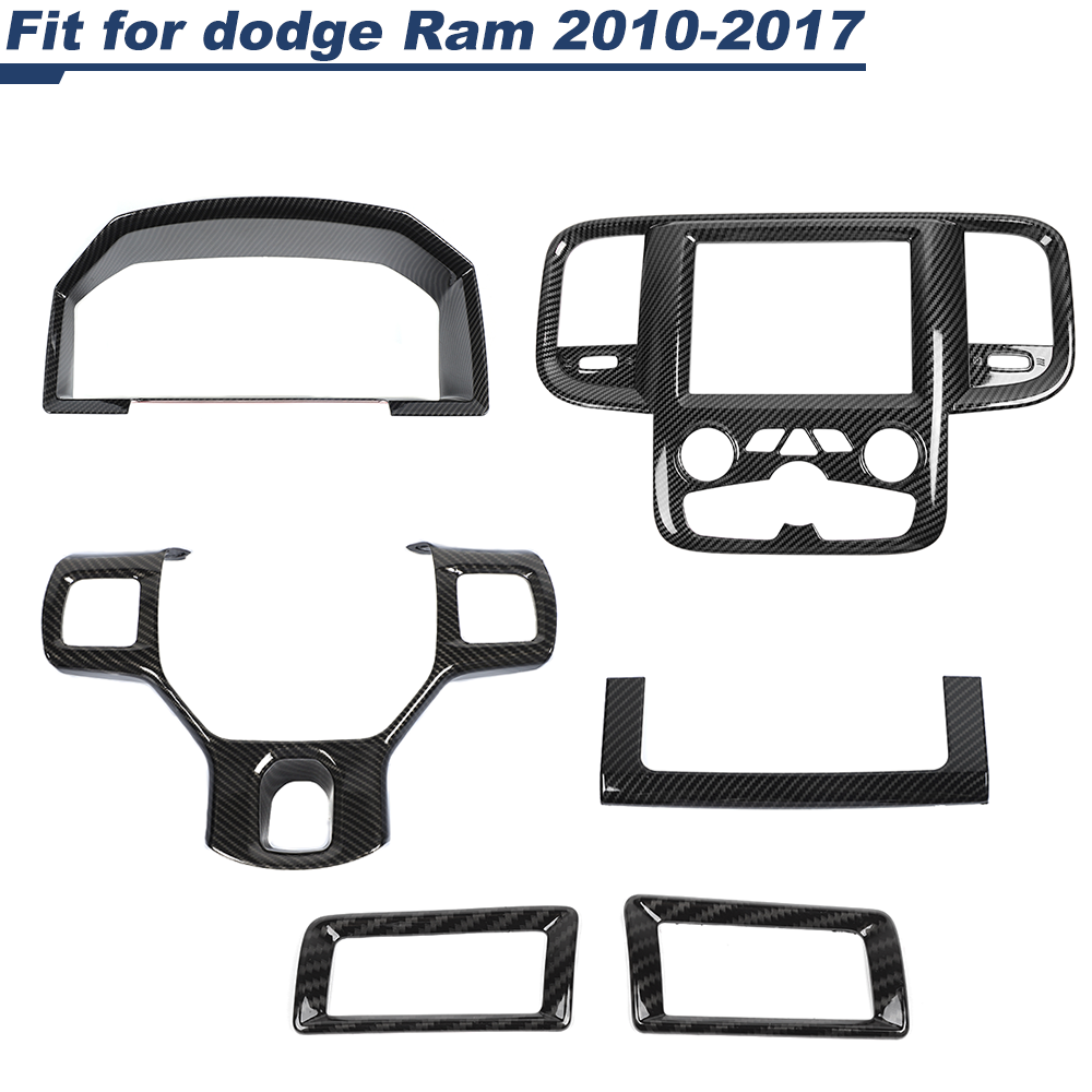 TESIN Carbon Fiber Side Dashboard Panel Trim Cover For Dodge RAM 1500 2010–2017 – 2-Piece Set
